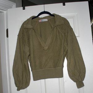 Free People Beach Taupe/Dark Sand knit long sleeve top SZ X/S